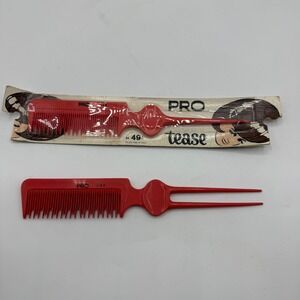 PRO Tease Vintage‎ Red Styling Comb Double Duty Hair Tool 1158